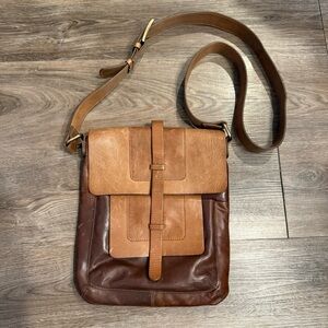 ASPEN Rugged Brown Leather Crossbody Satchel Bag